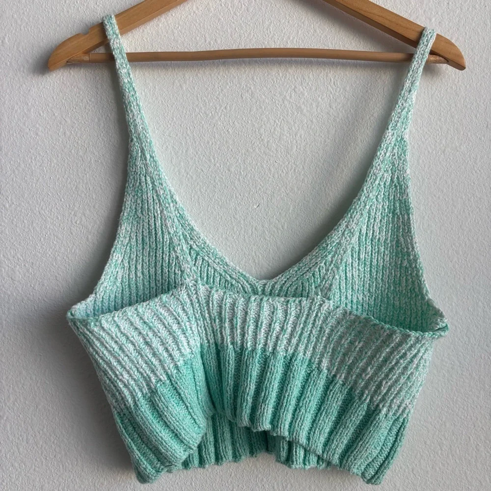Free People Intimately Here All Day Mint Green Knit Brami Pastel Knit Size Med